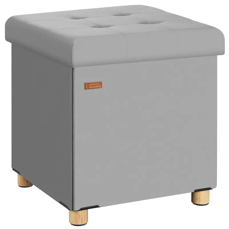 Casaria® Sitzhocker Grau Samt 42x38x38cm faltbar – Produktbild 1 von 2