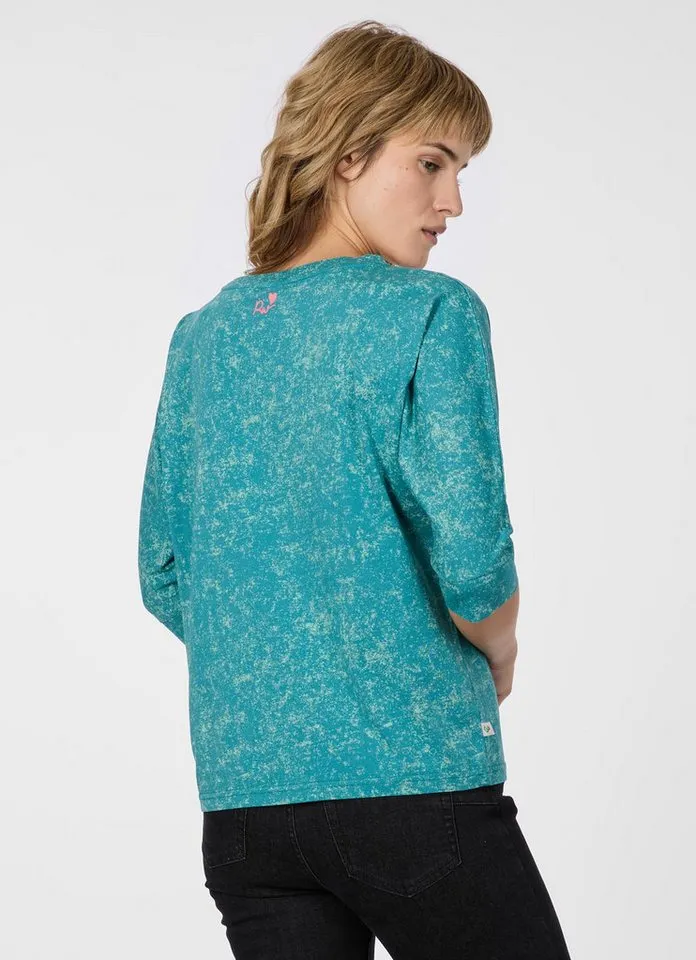 ragwear ragwear 3/4-Arm-Shirt SHIMONA PRINT Bequemer Fit mit Herz-Print und ausgewaschener Optik, Grün, – Produktbild 2 von 2