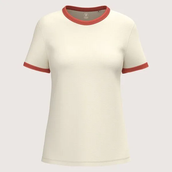 YTWOO YTWOO Vintage Ringer-T-Shirt Damen, Ivory/paprika, – Produktbild 2 von 3