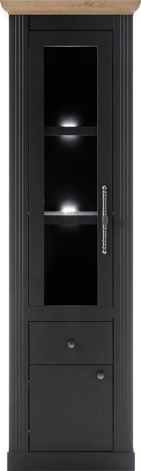 OTTO home Vitrine Westminster, Hochschrank im Landhausstil, Glasvitrine, Stauraumelement Metallgriffe, ausreichend Stauraum, in 2 Farben erhältlich, Grau, – Produktbild 7 von 8