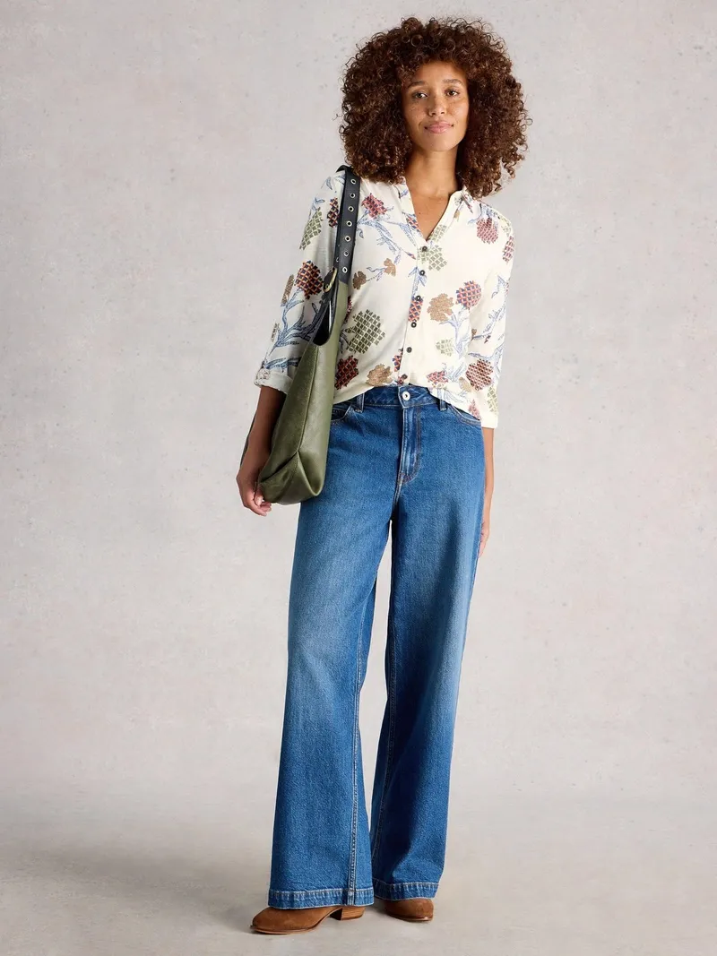 White Stuff Jerseybluse Annie - 52, Elfenbein multi, – Produktbild 1 von 4