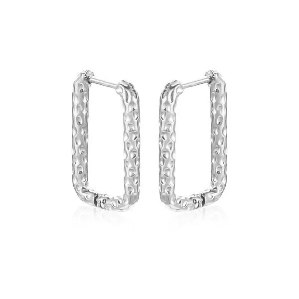 ELEKTROPULLI ELEKTROPULLI Längliche / Ovale Hammered LEO Creolen, Silber länglich 22x14mm, – Produktbild 2 von 2