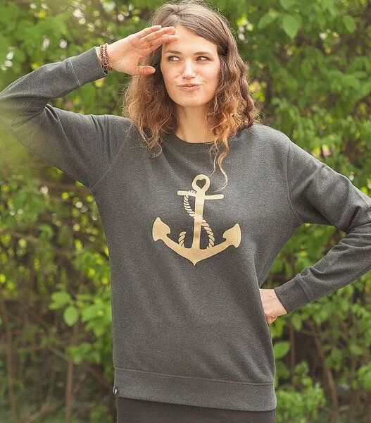päfjes päfjes Goldener Anker Unisex Sweater - Dark Heather Grey – Produktbild 2 von 3
