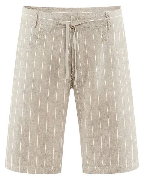 HempAge HempAge Gestreifte Herren-Shorts Hanf/Biobaumwolle, Distel(beige), – Produktbild 1 von 4