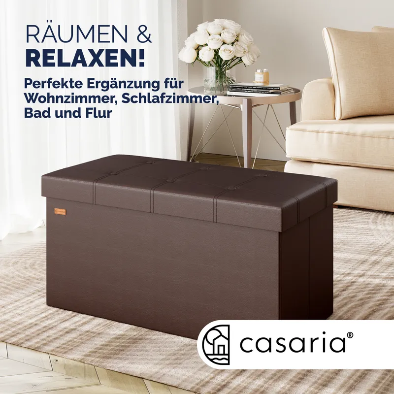 Casaria® Sitzbank Braun 80x40x40cm MDF faltbar, Braun, – Produktbild 2 von 2