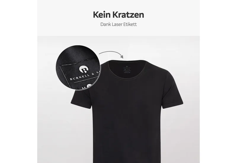 Burnell & Son Burnell & Son Unterhemd T-Shirt Business mit Kurzarm und Rundhals für Herren aus Baumwolle (Packung, Set, Spar-Pack, Spar-Packung, Spar-Set, 3-St., 3er-Pack) Feinripp, extra lang, Schwarz, – Produktbild 4 von 5
