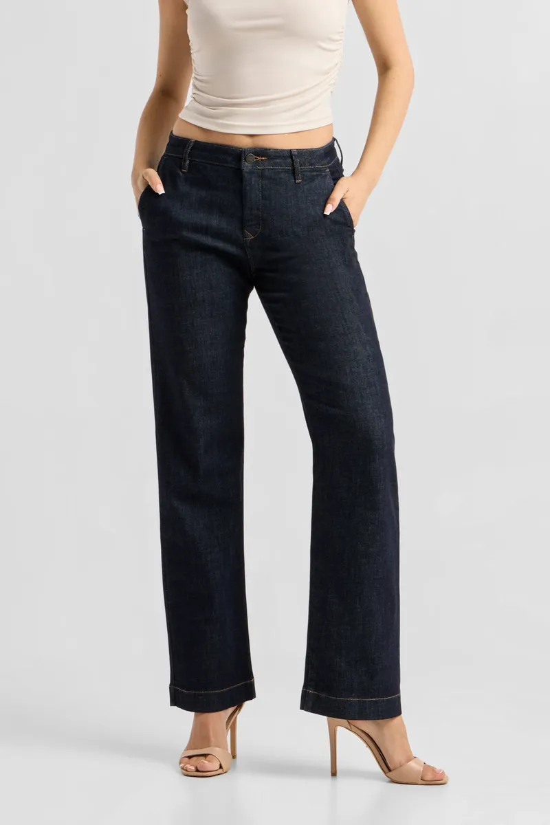 DAWN Dawn Damen vegan Jeans Cosma Flared Chino Raw Blue, Blau, – Produktbild 2 von 2