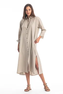 RAVENS VIEW IBIZA RAVENS VIEW IBIZA Damen vegan Hemdkleid Safari Stone Beige – Produktbild 1 von 1