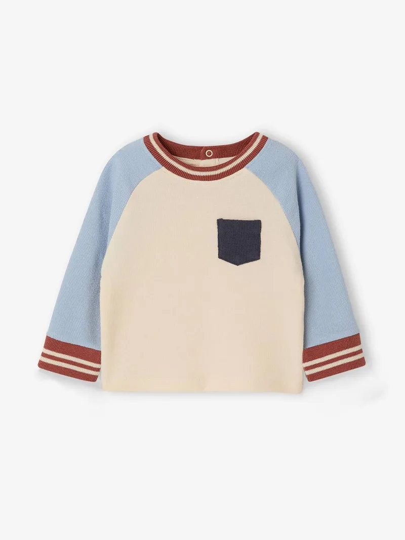 Vertbaudet Baby Shirt mit Brusttasche und Druckknöpfen am Rücken, Graublau, – Produktbild 1 von 4