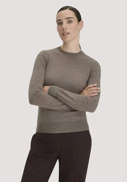 hessnatur hessnatur Pullover Regular aus reiner Bio-Merinowolle, Dunkles mauve, – Produktbild 1 von 4