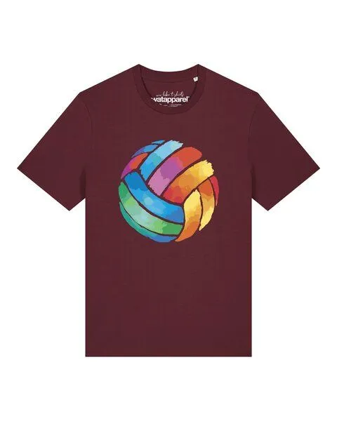 watapparel watapparel T-Shirt Unisex Volleyball in Watercolor, Burgundy, – Produktbild 1 von 3