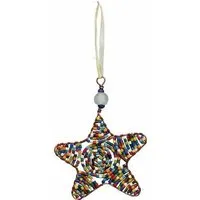 Global Mamas Global Mamas Upcycling Christbaumschmuck - Weihnachtsstern - S/L - Rainbow/Weiß/Rot - Weihnachten - Geschenkdeko - Weihnachtsdeko, Red, – Produktbild 1 von 1