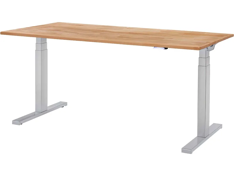 Memo memo Höhenverstellbarer Schreibtisch "Sit-Up 3.0" silber, Buche massiv, 180 x 80 cm – Produktbild 1 von 1