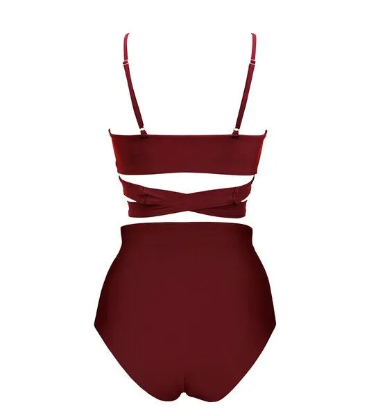 Anekdot Anekdot Bikini Set Lin Top + Core High Slip, Red (merlot), – Produktbild 3 von 3