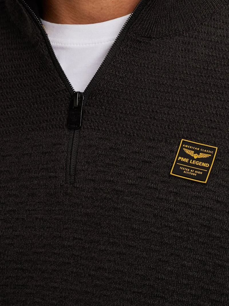 PME Legend PME Legend Half Zip Structure Mouliné Sweater Schwarz - Größe 3XL, Schwarz, – Produktbild 3 von 5