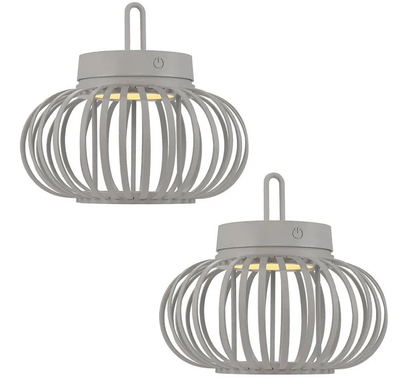 JUST LIGHT JUST LIGHT LED Außen-Tischleuchte, LED-Leuchtmittel fest verbaut, Warmweiß, 2x Tischlampe Pendelleuchte Außen Innen LED Touchdimmer sand D 25 cm – Produktbild 2 von 5