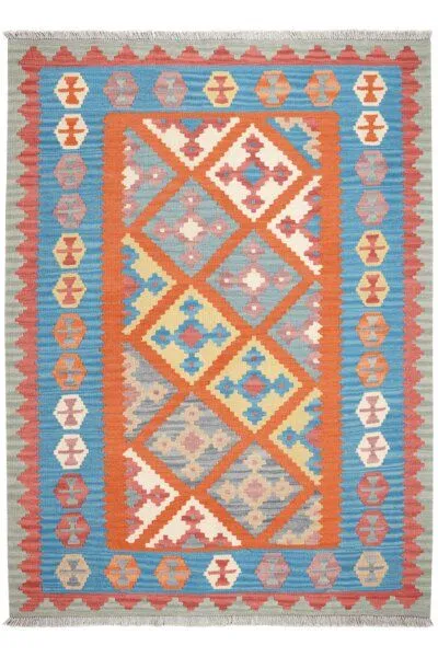 Rugtales Kelim Gashgai Orange „Rugtales“ aus Schurwolle, 129x179 cm, Orange, – Produktbild 3 von 4