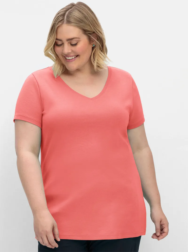 sheego T-Shirt koralle, Koralle, – Produktbild 1 von 2