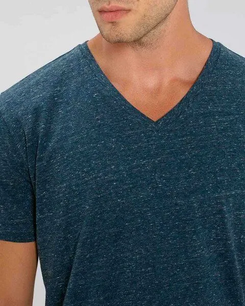 YTWOO YTWOO Männer Bio T-Shirt mit V-Ausschnitt, versch. Farben meliert, Jeansblau meliert, – Produktbild 3 von 4