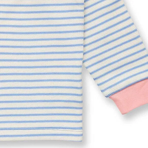Sense Organics Sense Organics Mädchen Schlafanzug blau-weiß geringelt, Modell JUNIS, Blue, – Produktbild 4 von 4