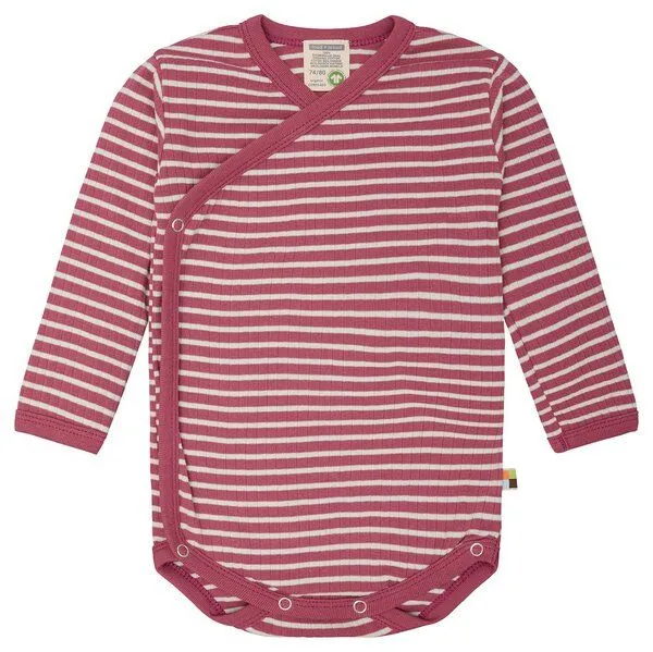 loud + proud loud + proud Babys & Kinder Wickelbody langarm gestreift mit Rippe, GOTS-zertifiziert, Rouge(pink), – Produktbild 1 von 2