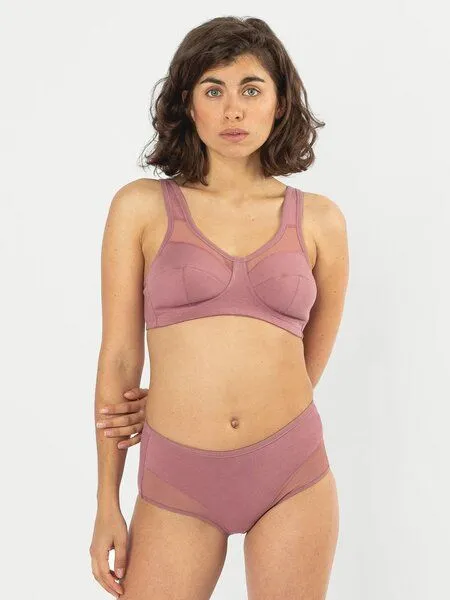 erlich textil erlich textil Anni bügelloser Mesh BH aus Bio-Baumwolle, made in Europe, Mauve, – Produktbild 7 von 8