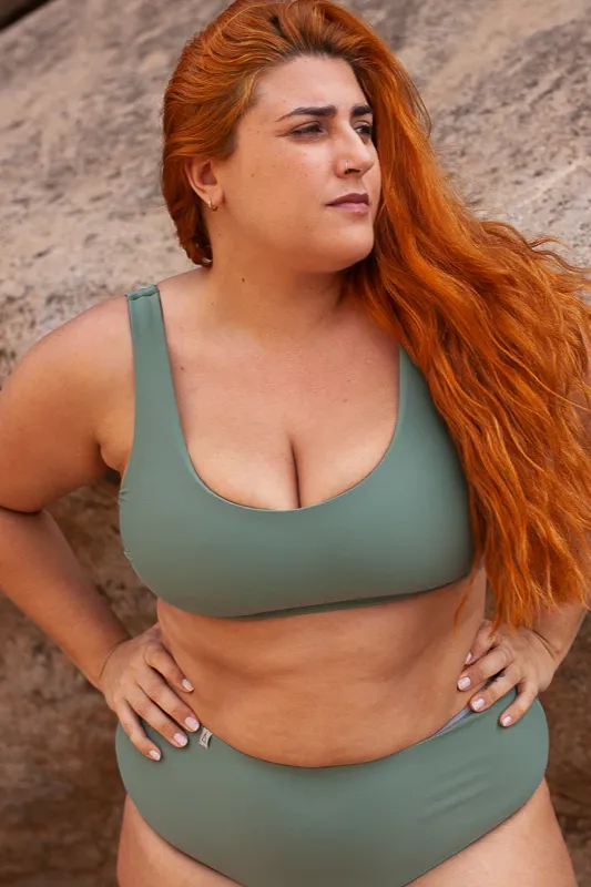 Inaska Inaska Damen vegan Bikinioberteil Reversible Pure Khaki/Moosgrün, Hellgrün, – Produktbild 2 von 2