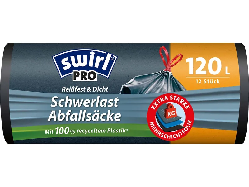 Swirl Swirl Schwerlast-Müllsäcke "Profi" mit Zugband, 120 l, 12 Stk. – Produktbild 2 von 4