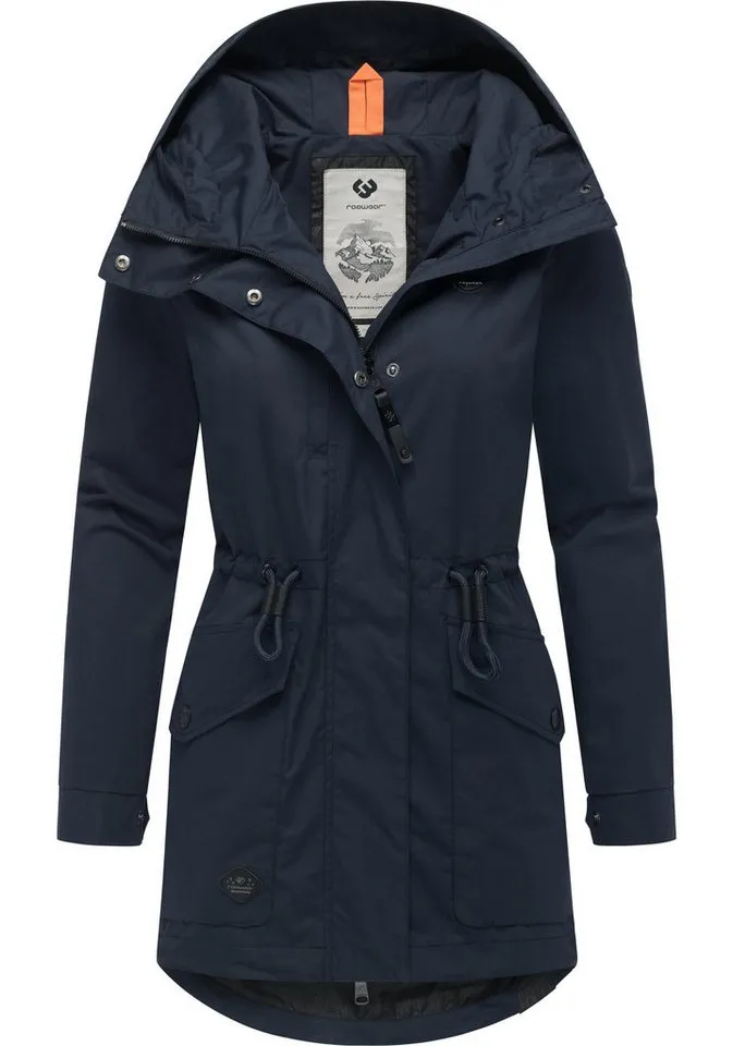 ragwear ragwear Parka Alysa stylische Damen Übergangsjacke mit Taillenzugband, Blau, – Produktbild 2 von 3