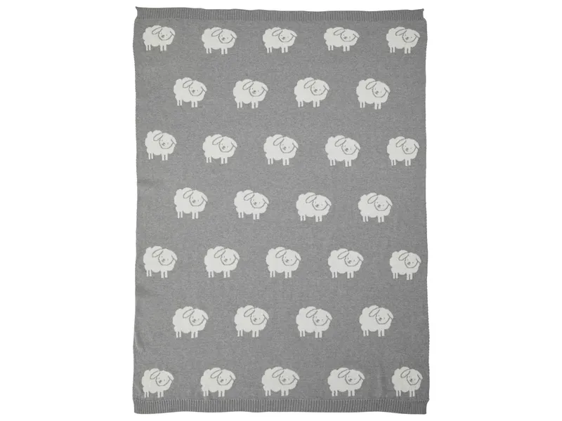 HANS NATUR HANS NATUR Babydecke Baumwolle, Schäfchen Maße 80 x 100 cm, Grau, – Produktbild 2 von 2