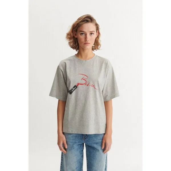 Basic Apparel Basic Apparel T-Shirt RAJA BISOU aus Bio-Baumwolle GOTS, Grau-grey (melange) lipstick, – Produktbild 1 von 1