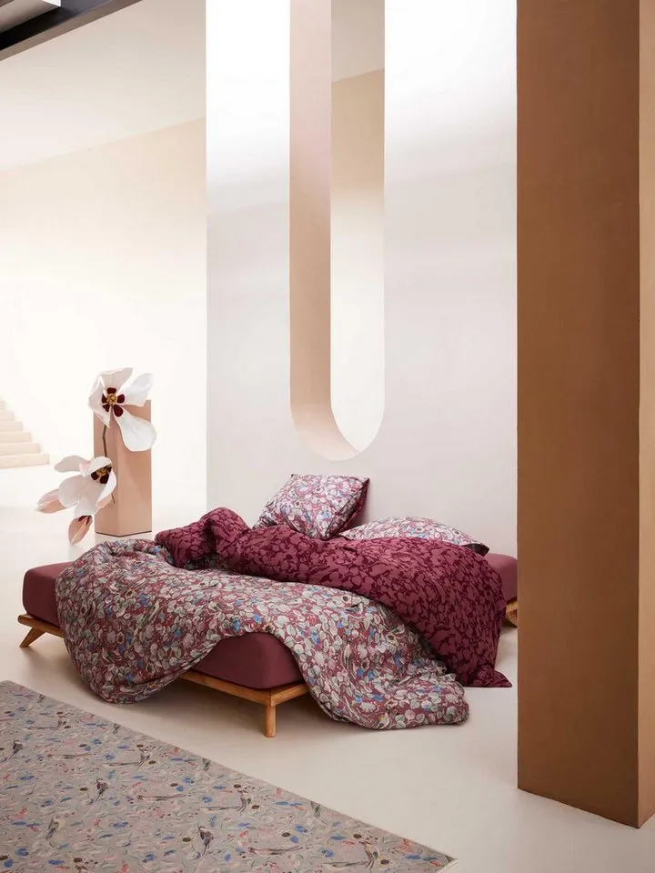 Essenza Bettwäsche Aleste, Satin, 2 teilig, mit floralem Muster, Rosa, – Produktbild 2 von 5