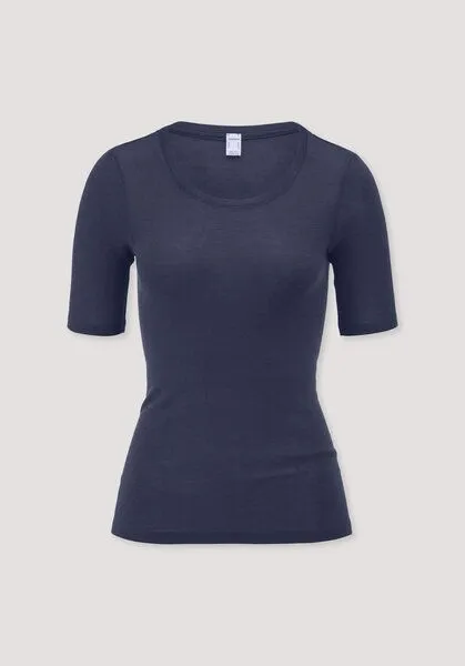 hessnatur hessnatur T-Shirt PURE FUNCTION aus Bio-Merinowolle mit Seide, Graphitblau, – Produktbild 3 von 4