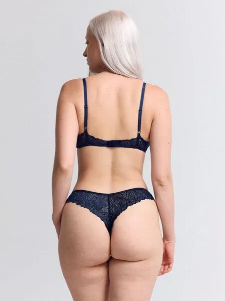erlich textil erlich textil Fluid Lace bügelloser BH mit Spitze aus recyceltem Polyamid, made in Europe, Mitternachtblau, – Produktbild 4 von 4