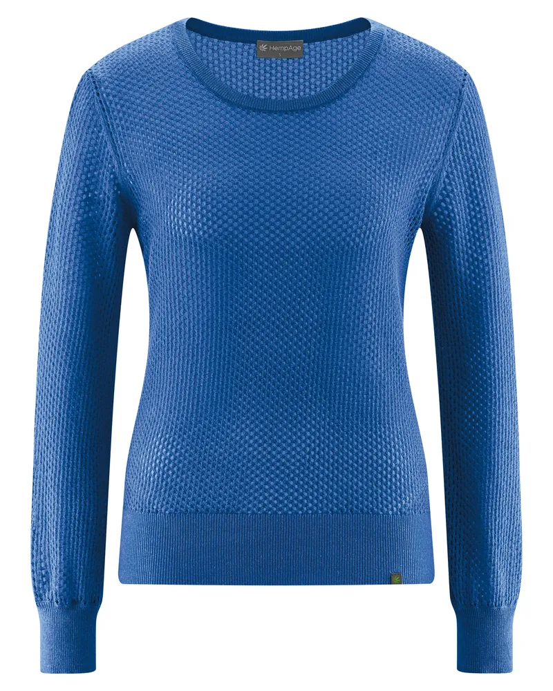 HempAge Hempage Damen vegan Pullover Aus Luftigem Offenem Strick Königsblau, Blau, – Produktbild 1 von 2
