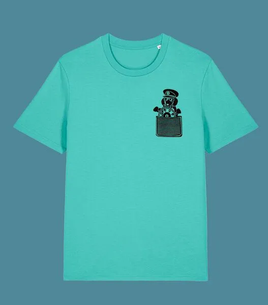 päfjes päfjes Dackel / Dackelkapitän Fair Wear Unisex BioT-Shirt, Blau, – Produktbild 3 von 4