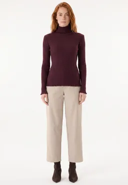 ORGANICATION ORGANICATION Damen vegan Top Mit Rollkragen Aus Geripptem Strick Farbe „dark Wine“ – Produktbild 1 von 1