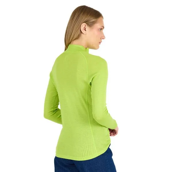 Woolona Woolona Merino Langarmshirt Damen - VEGA - 100% Merinowolle (Zip), Leuchtgrün, – Produktbild 3 von 4