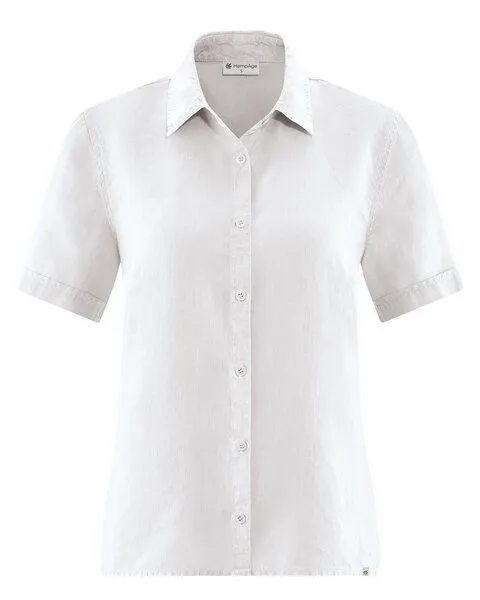 HempAge HempAge Kurzarmbluse Damen 100% Hanf, White (weiss), – Produktbild 3 von 4