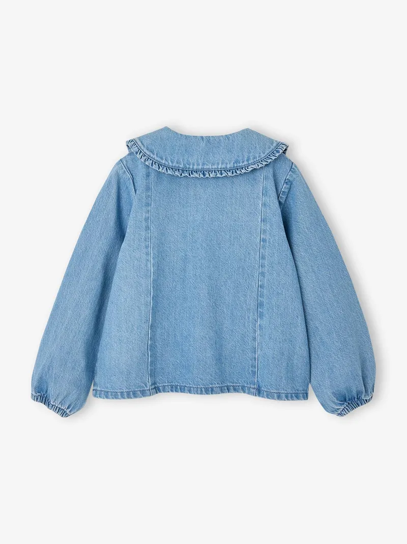 Vertbaudet Vertbaudet Jeansbluse mit Bubikragen Mädchen, Double stone, – Produktbild 3 von 3