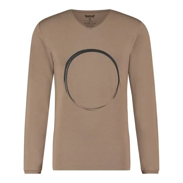Renegade Guru Renegade Guru Herren Langarm Shirt Rudra mit Zen Print – Bambus und Bio-Baumwolle, Inca cacao (braun), – Produktbild 1 von 4