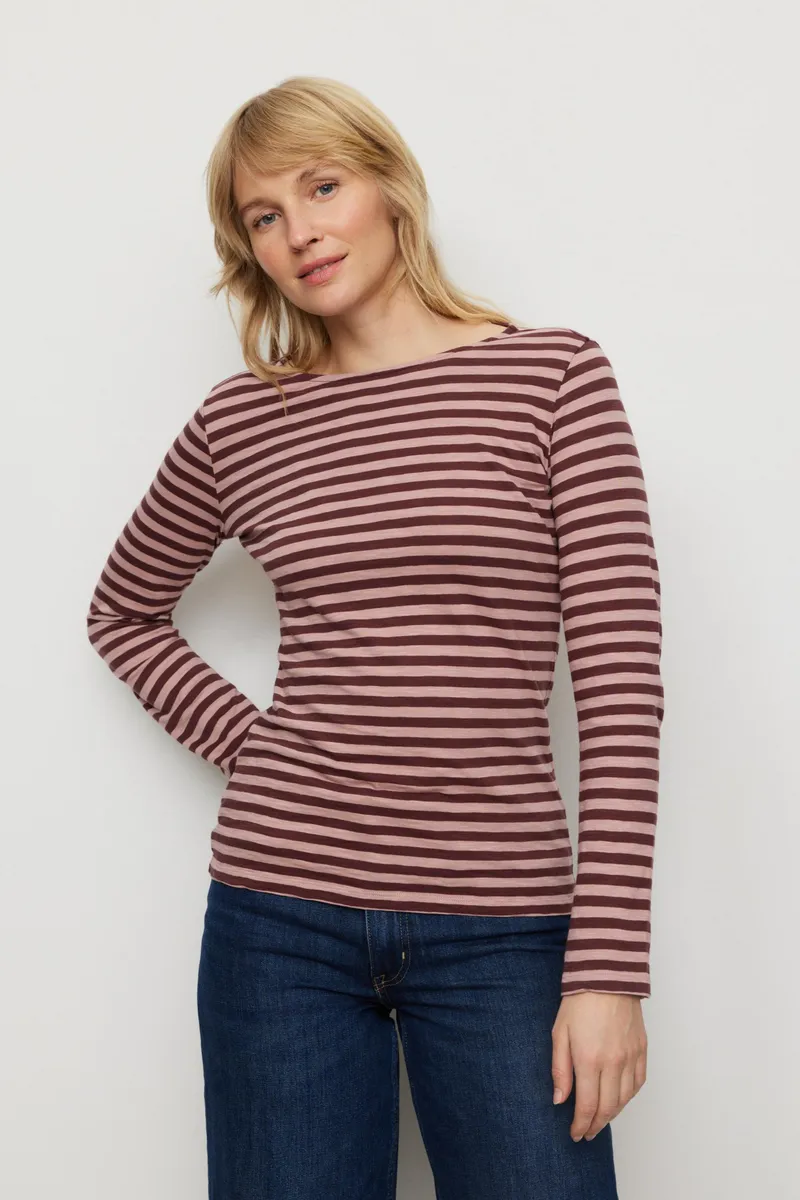 recolution Recolution Damen vegan Langarmshirt Iris Stripes Rose, Rosa, – Produktbild 2 von 2