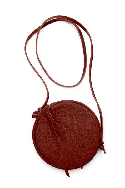 ELEKTROPULLI Kleine Runde Schultertasche MONA aus Leder von ElektroPulli, Weinrot, – Produktbild 3 von 3