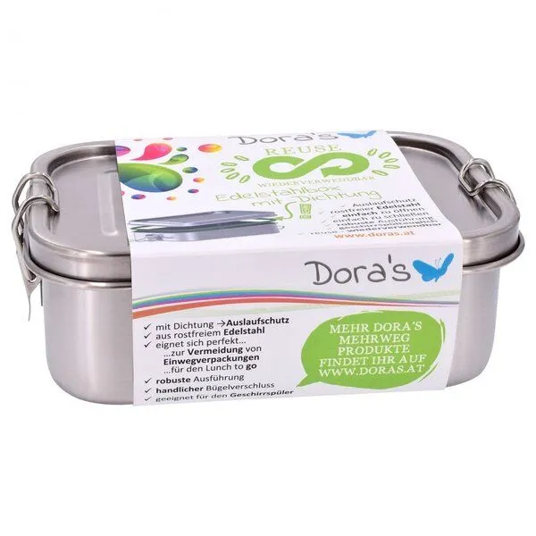 Dora's Dora's Dora’s Edelstahl-Lunchbox mit Bügelverschluss & Dichtung (0,75l) – 100% Auslaufsicher – Produktbild 2 von 3