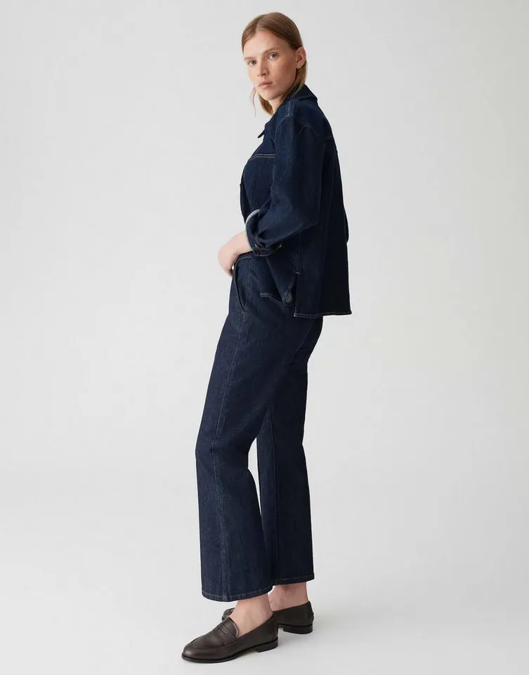 OPUS PANTS Bootcut-Jeans LUANE mit Komfortbund Mid Rise Ankle, BCI Cotton, Gummibund hinten, Blau, – Produktbild 5 von 5