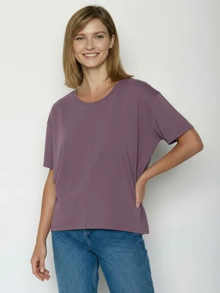 GreenBomb GREENBOMB Basic Feel - Lässiges T-Shirt aus Bio-Baumwoll-Mix / GOTS / Fair & Vegan, Lila (moorberry), – Produktbild 1 von 4
