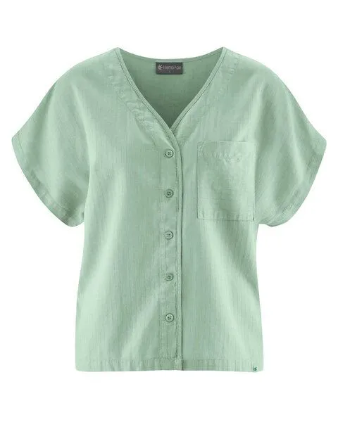 HempAge HempAge Weite Bluse Hanf/Biobaumwolle, Menta (grün), – Produktbild 1 von 4