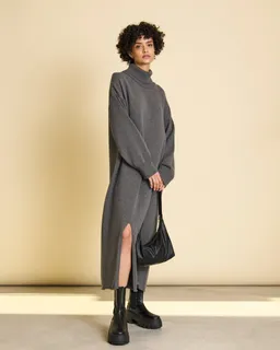 JAN N JUNE JAN 'N JUNE Damen vegan Midikleid Inari Dunkelgrau – Produktbild 1 von 1