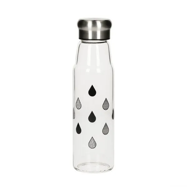 elasto elasto Glasflasche 0,55 Liter Trinkflasche Borosilikatglas mit Neoprentasche, Drops, – Produktbild 2 von 4