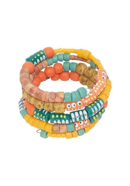 Global Mamas Global Mamas Upcycling - Range Glasperlen Armband - Spirale, Desert (gelb), – Produktbild 1 von 4